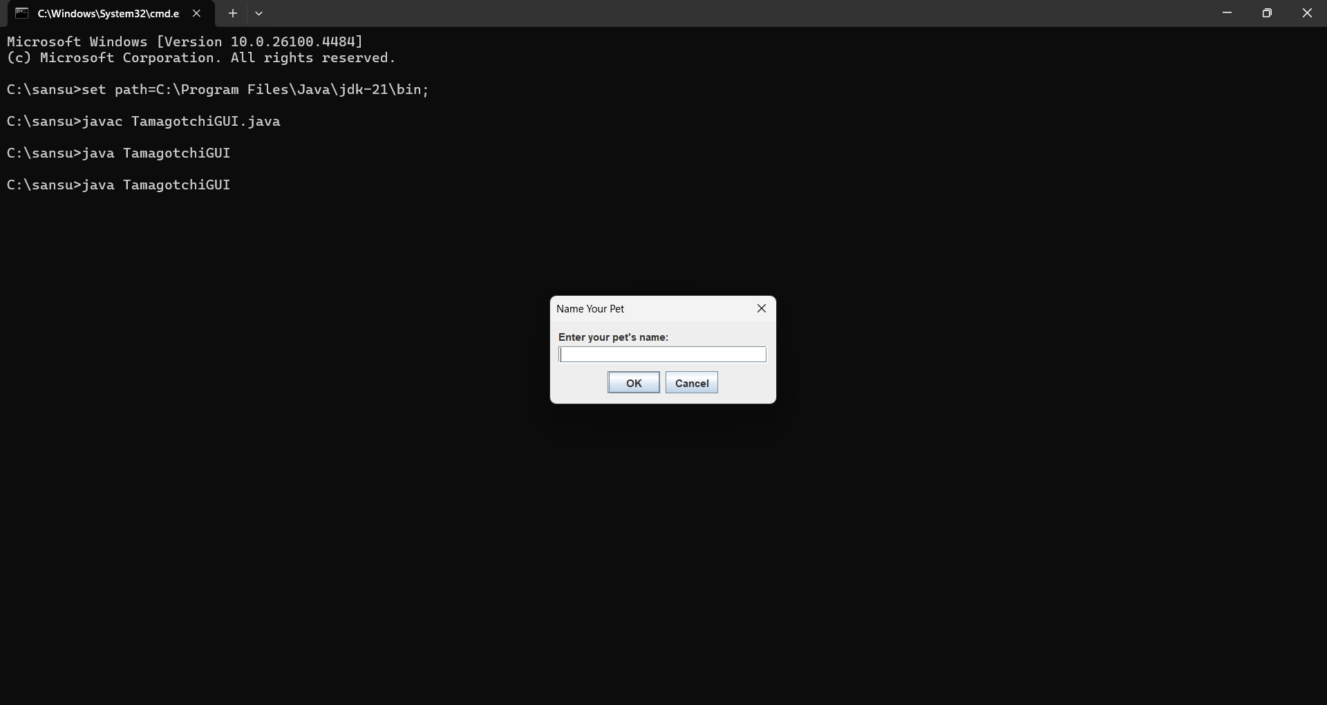 Tamagotchi GUI Screenshot